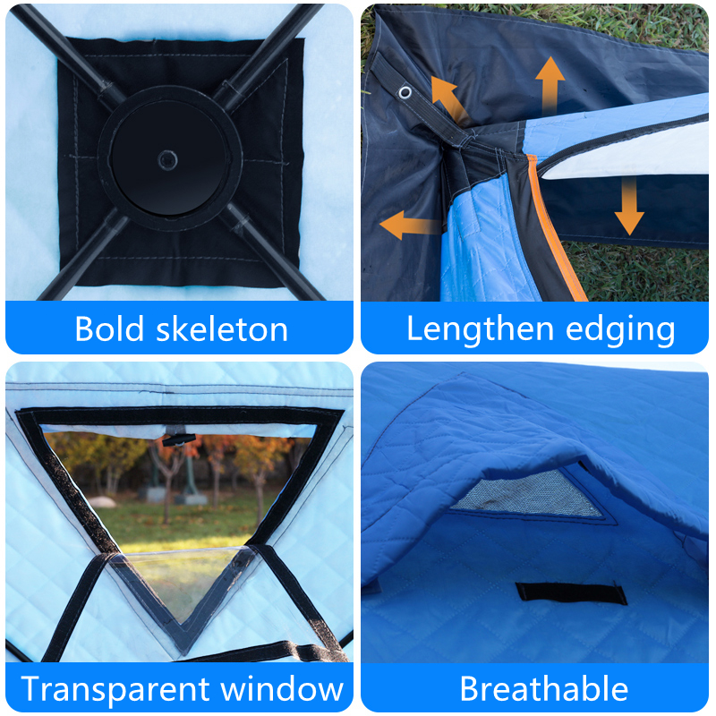 Instant Hub Style Ice Fishing Tent Manufacturer Outdoor Portable Shelter Cube Winter Pop Up Ice Fishing Tent