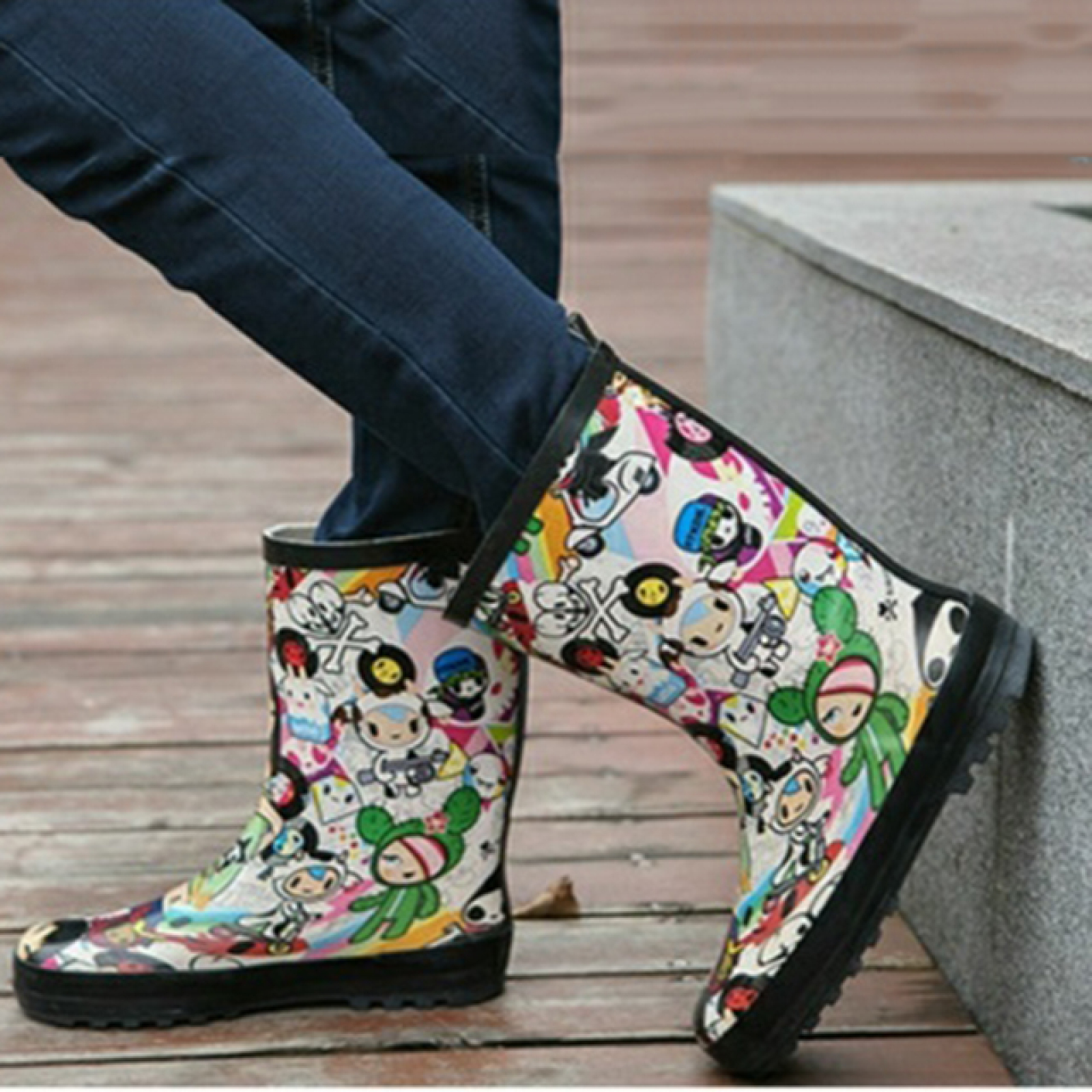 Fashion Women Wellington Rubber Rain Boots Gumboots Wellies for Ladies