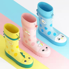 100% Waterproof Anti-slip Gumboots Cute Rubber Rain Boots Kids Wellies Rain Boots With Adjustable Front String