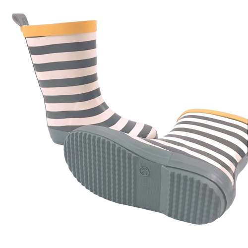 Boys Black Stripe Printing Rubber Shoes Gumboots for Children Kids Rain Weliies