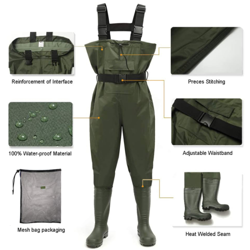 Unisex Waterproof Lightweight Nylon PVC Fishing Chest Waders