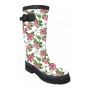Womens Flower Printing Knee High Rubber Wellington Rain Boots