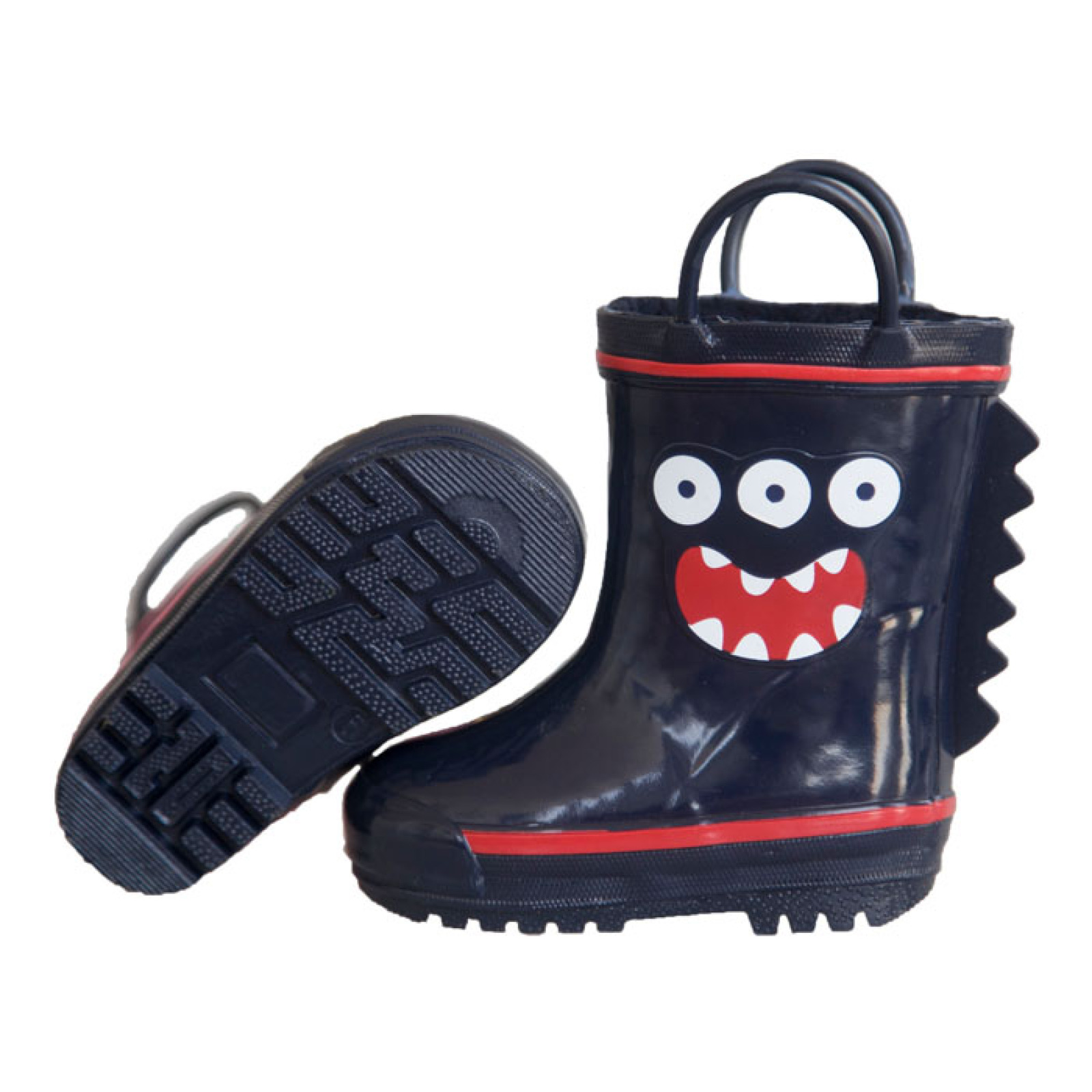 Cute Cartoon Rubber Waterproof Rain Boots with Easy-On Handles in Fun Patterns for Toddlers and Kids