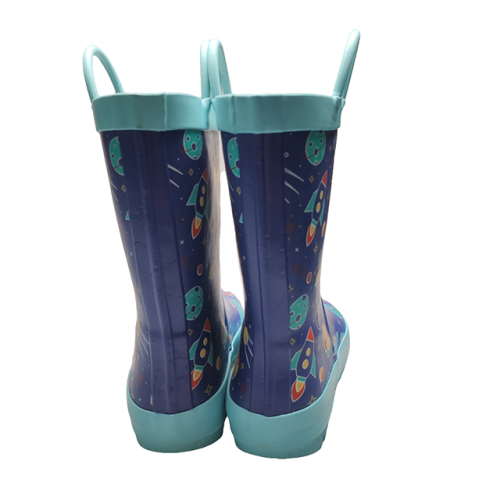 Baby Rain Boots kids Waterproof Space Printing Custom Rain Boots in Blue Rubber Wellies for Boys