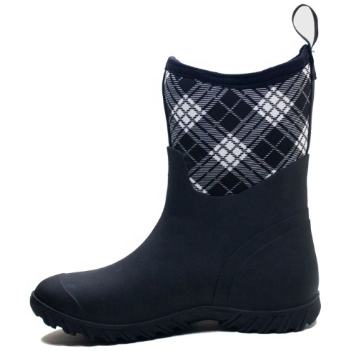 High Quality Women's Customized Waterproof Neoprene Rubber Rain Boots with Printing