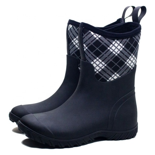 High Quality Women's Customized Waterproof Neoprene Rubber Rain Boots with Printing