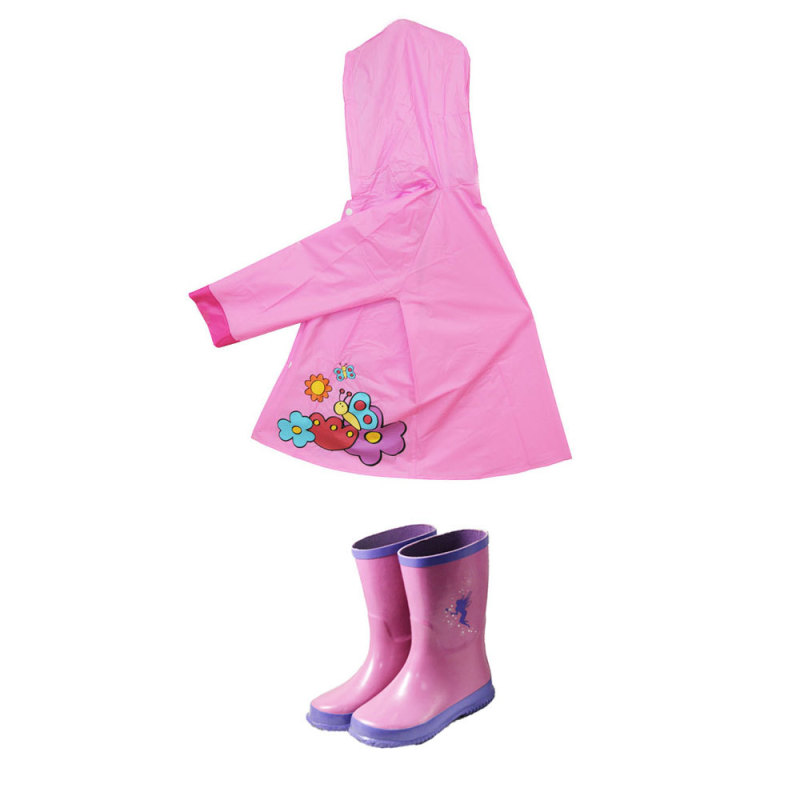 2022 Newest Cheap OEM Waterproof High Quality Kids Raincoat with Rubber Rain Boots