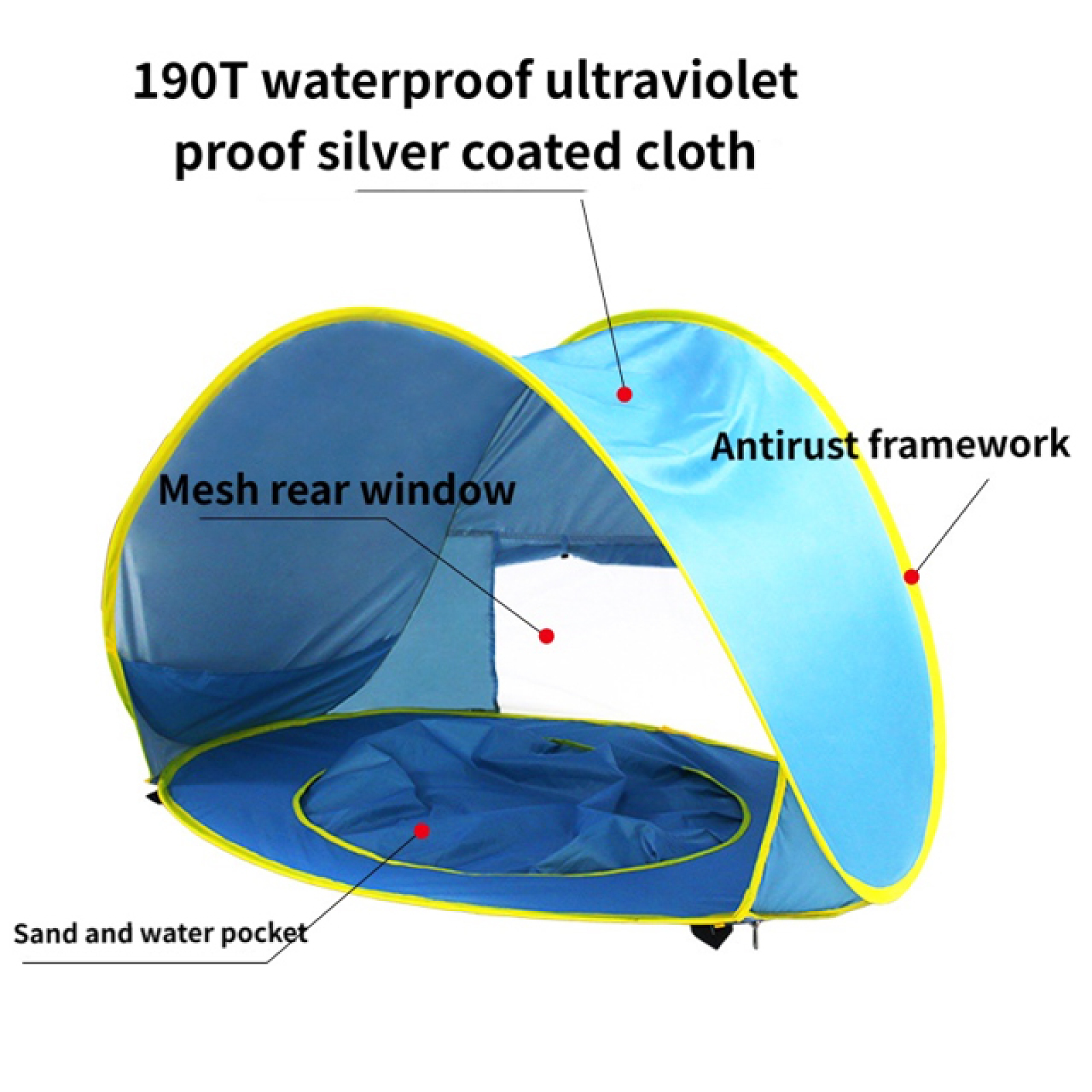Kids Waterproof  Sunshade UV Proof Portable Easy Set Up Beach Tent
