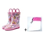 Pink Waterproof Gumboots Cartoon Printing Girls Rubber Boots Rain Wellies for Children