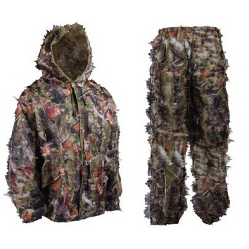 Mesh Camouflage Brown Ghillie Leafy Hunting Camo Suit Jacket Pants