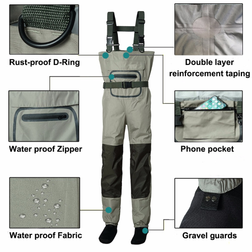 Hunting Fishing Waders Breathable  Waterproof Wading Pants with Neoprene Boots Waist Chest Fly Fishing Waders