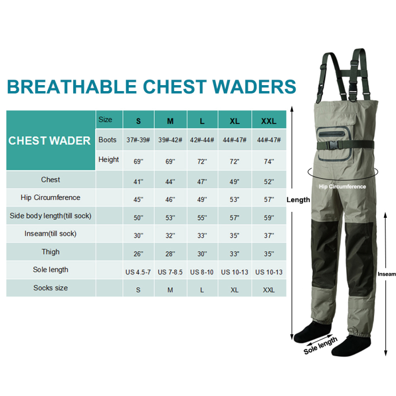 Hunting Fishing Waders Breathable  Waterproof Wading Pants with Neoprene Boots Waist Chest Fly Fishing Waders