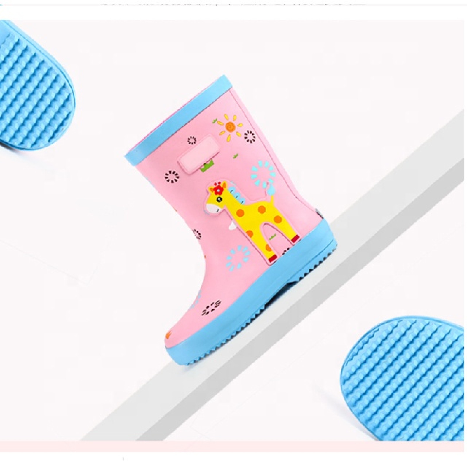 Customized Pink Waterproof Wellies Cute Anti-slip Gumboots Kids Rubber Rain Boots