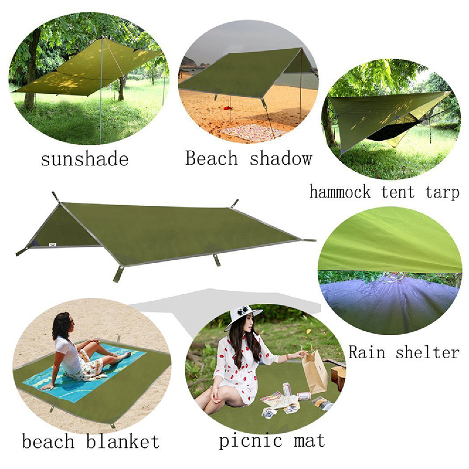 UV 50+ Waterproof Sun shade Sail Canopy Fabric Tarp Rain Fly
