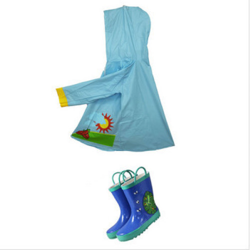 Boys PVC raincoat with waterproof boots children raincoat with boots