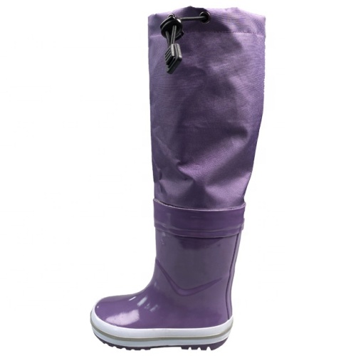 Purple Anti-Slip Kids Rubber Rain Boots Customized Logo Gumboots Waterproof Wellies