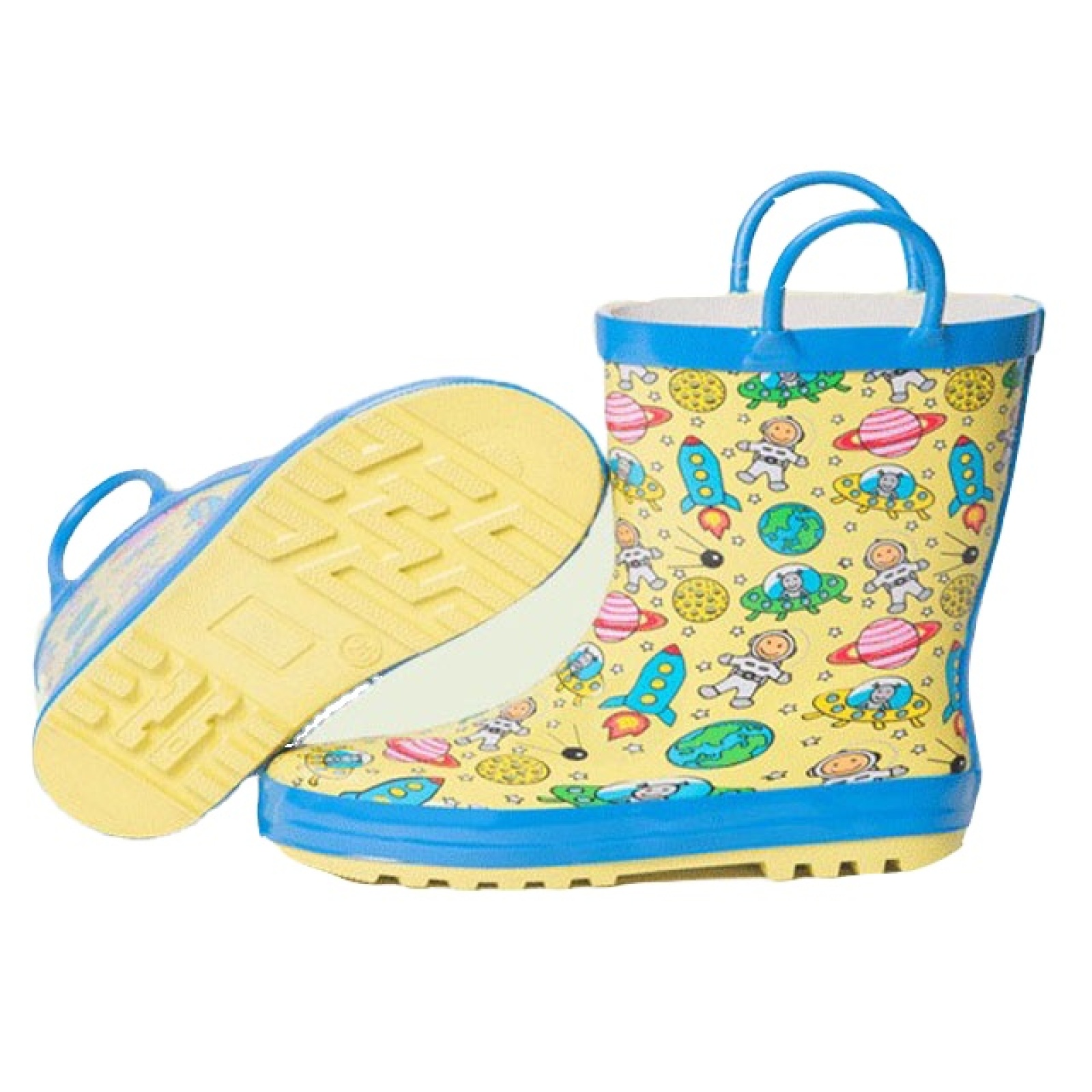 Hot Sale Natural Rubber Boots With Full Prints Kids Wellies Waterproof Children Rain Boots with Handles