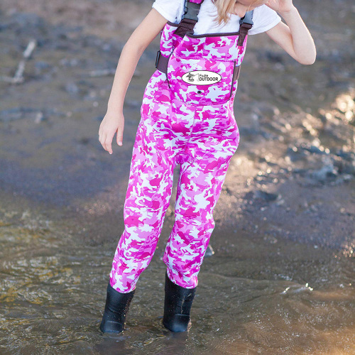 Kids Waterproof Pink Camo Chest Fly Fishing Rain Play Outdoor Boating Waders