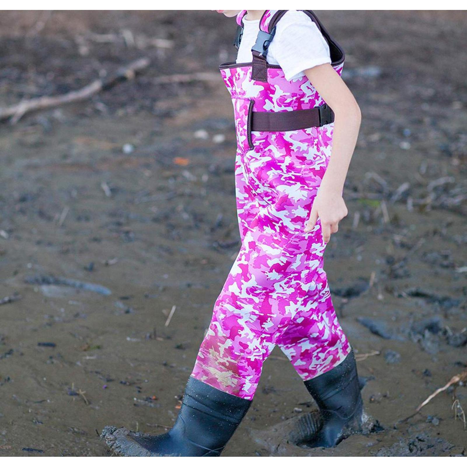 Kids Waterproof Pink Camo Chest Fly Fishing Rain Play Outdoor Boating Waders