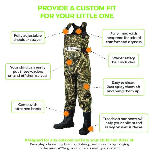 Kids Waterproof Pink Camo Chest Fly Fishing Rain Play Outdoor Boating Waders