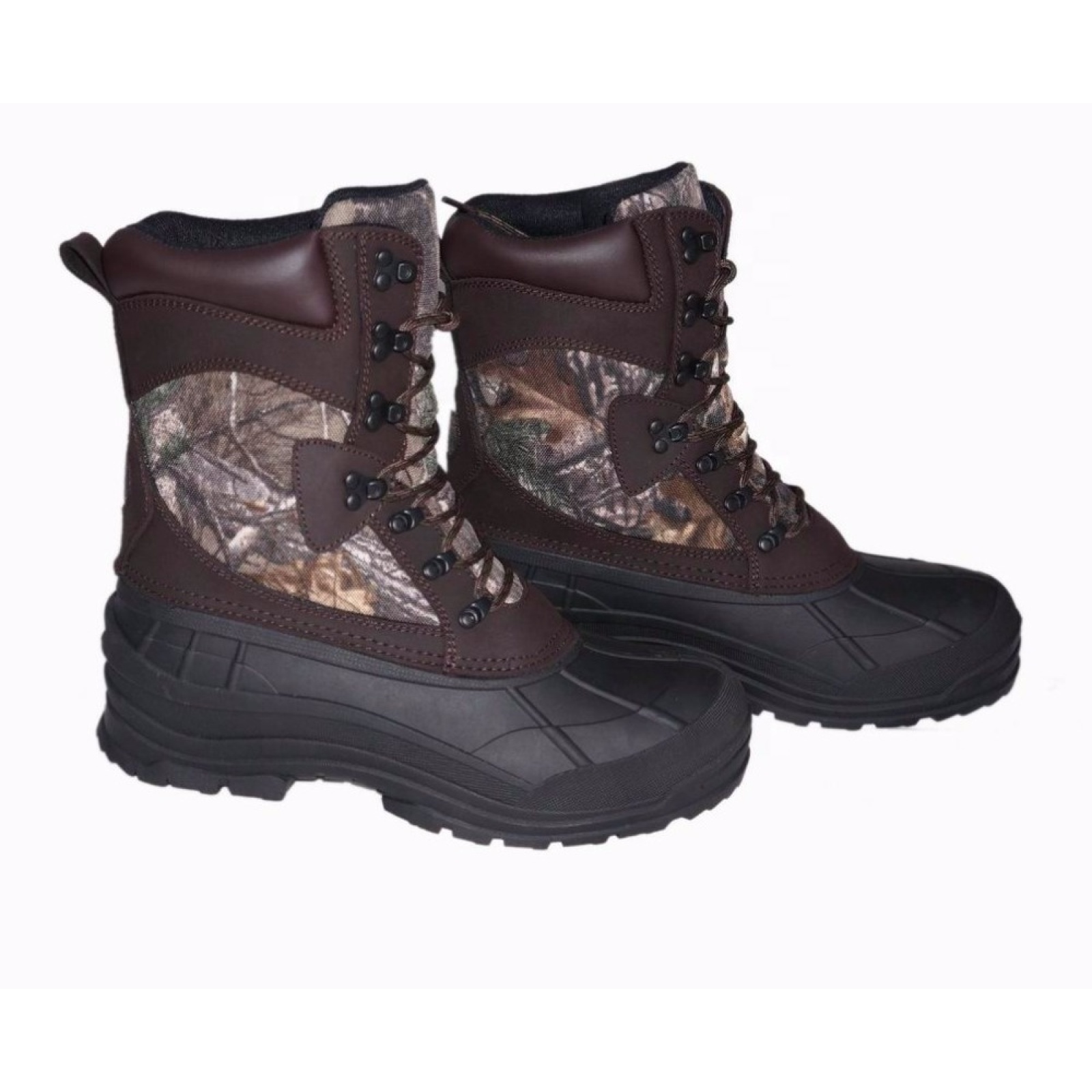 Men's Camouflage Insulated Waterproof Construction Synthetic  Rubber Sole Winter Snow Ski Boots