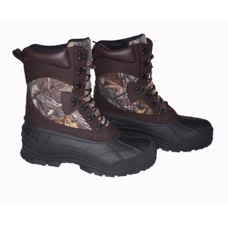 Men's Camouflage Insulated Waterproof Construction Synthetic  Rubber Sole Winter Snow Ski Boots
