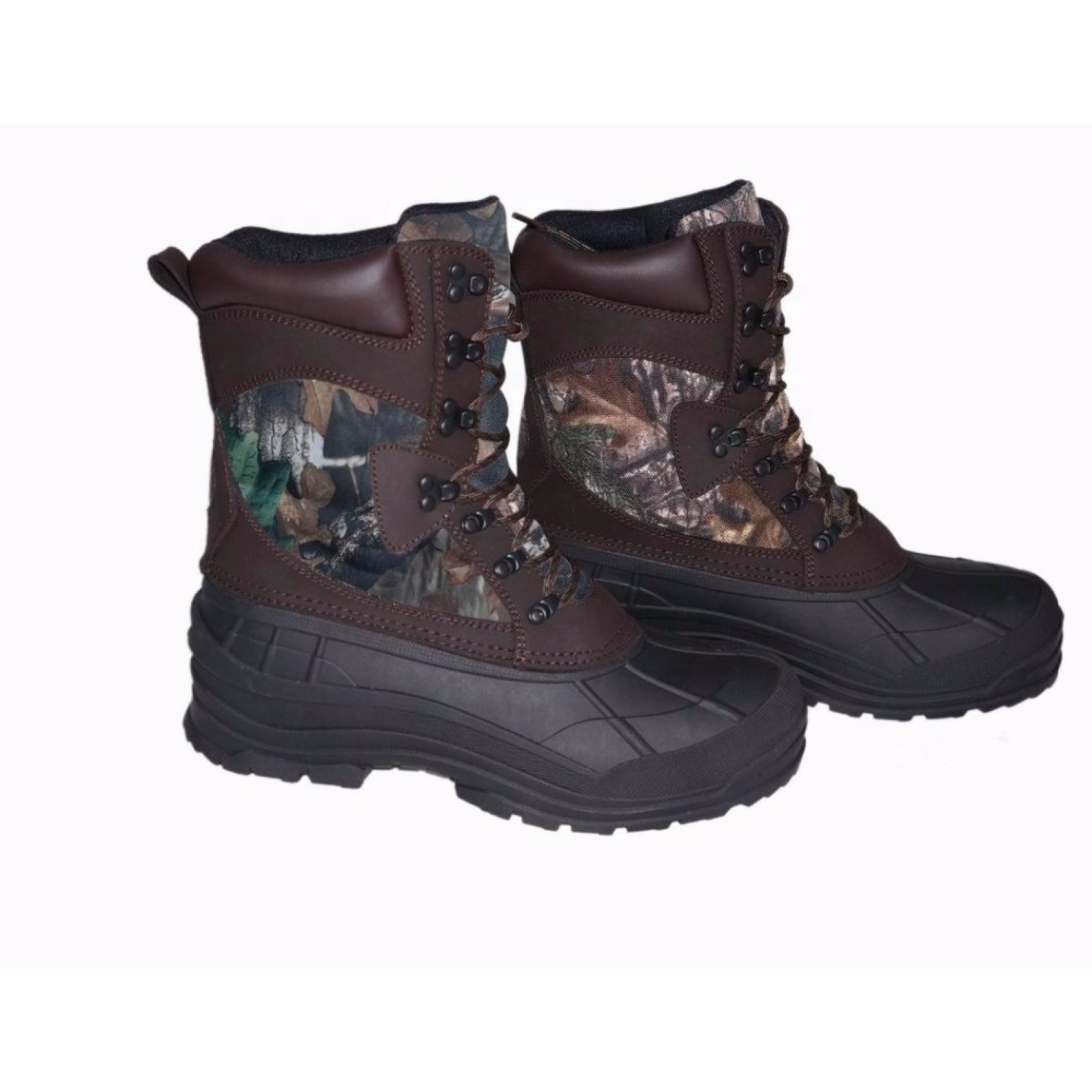 Men's Camouflage Insulated Waterproof Construction Synthetic  Rubber Sole Winter Snow Ski Boots