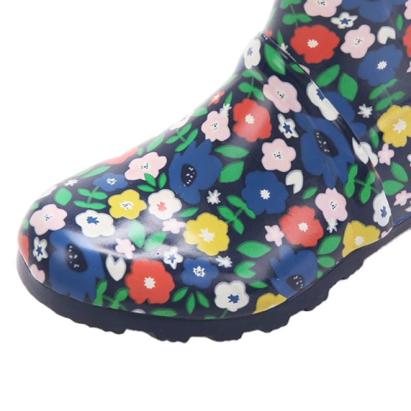 Wholesale  Natural Waterproof Rubber Boots Women's Flower Printed Rain Boots High Cut Wellington Boots For Ladies