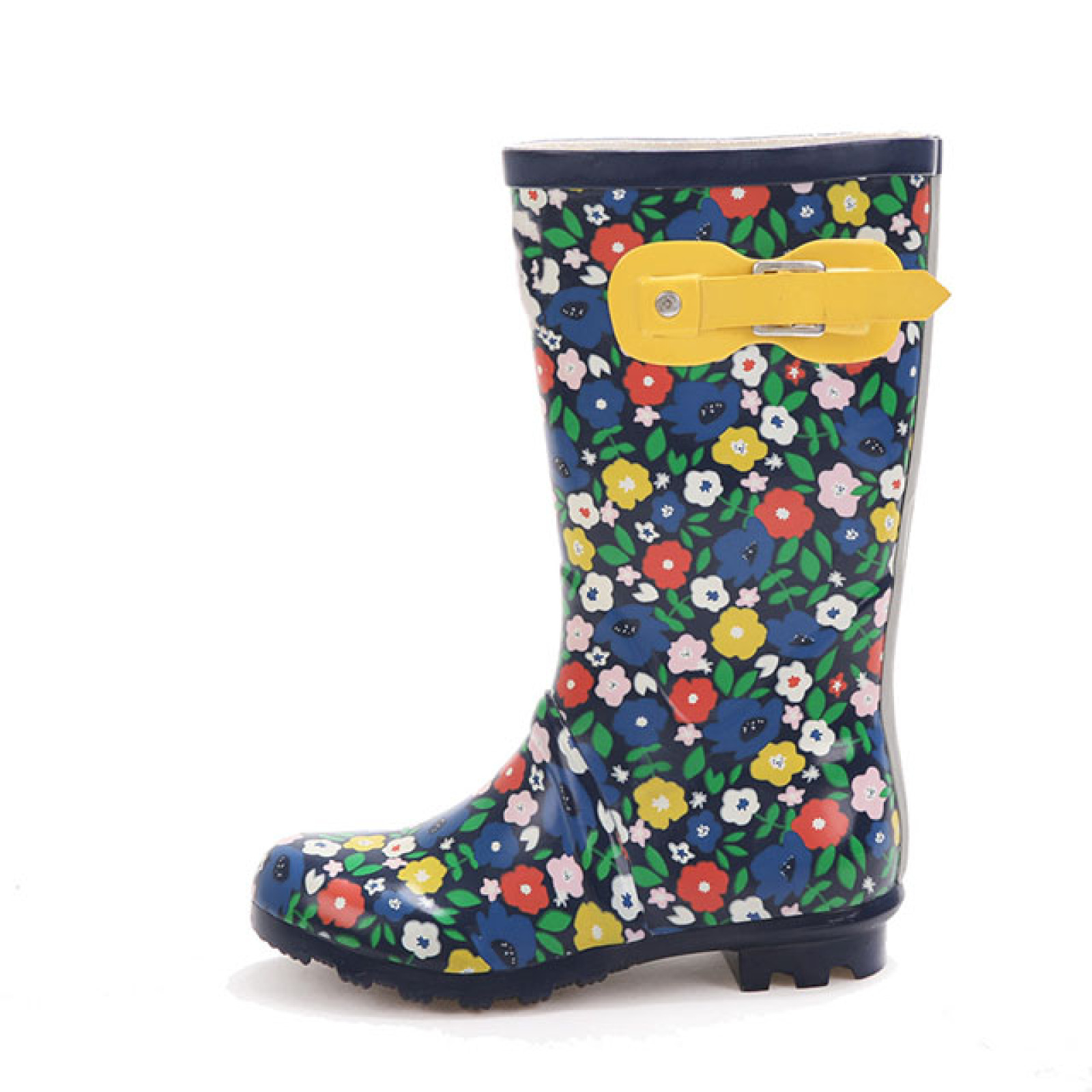 Wholesale  Natural Waterproof Rubber Boots Women's Flower Printed Rain Boots High Cut Wellington Boots For Ladies