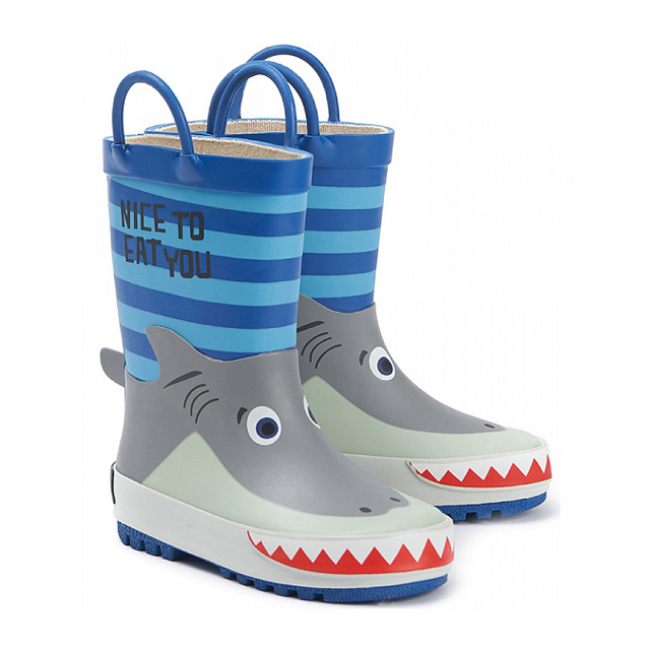 Boys Baby Rain Boots Kids Waterproof Anti-Slip Blue 3D Printing  Shark  Custom Rain Boots Rubber Wellies