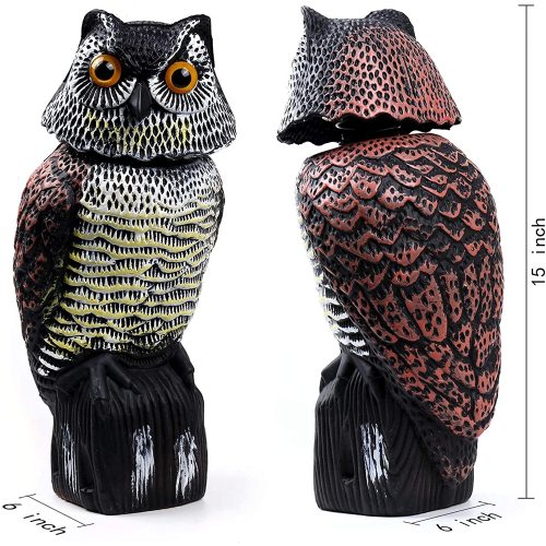 Plastic Owl Decoy Scarecrow Sculpture with Rotating Head for Garden Yard Outdoor Supplier