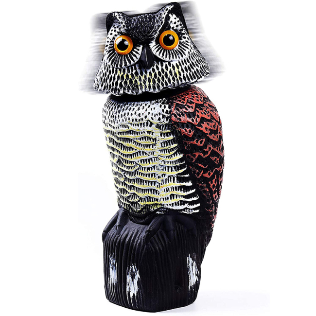 Plastic Owl Decoy Scarecrow Sculpture with Rotating Head for Garden Yard Outdoor Supplier