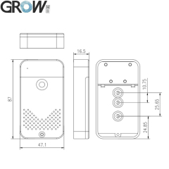 GROW K236-A+R502-AW DC6V 4*AAA Battery Low Power Design Admin/User Fingerprint Control Board With Battery Box For Access System