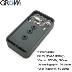 GROW K236-A+R503 DC6V 4*AAA Battery Low Power Design Admin/User Fingerprint Control Board With Battery Box For Access System