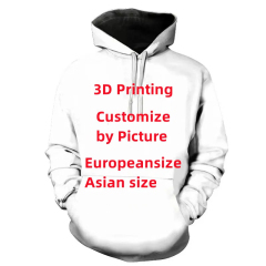 Totally blank 3D all over printed casual hoodie with custom logo