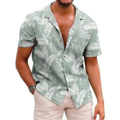 New Design Sublimation Printed Button Cotton Beachwear Men's