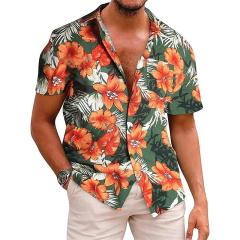 Men's Hawaiian Style Oversized Digital Print Polyester Shirt