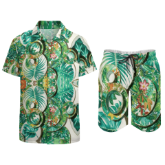 Summer Casual Floral Men's Shorts Customized Shirt Set