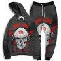 3D digital printed rose skeleton pullover hooded sweater set