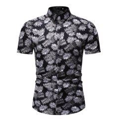 Breathable 100% Polyester Hawaiian printing short sleeve floral shirt for men