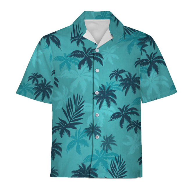 Breathable 100% Polyester Hawaiian printing short sleeve floral shirt for men