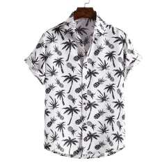 Breathable 100% Polyester Hawaiian printing short sleeve floral shirt for men