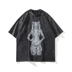 Stylish Hip Hop Graphic DTG Printed Black Oversized Heavyweight T-Shirt