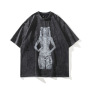 Stylish Hip Hop Graphic DTG Printed Black Oversized Heavyweight T-Shirt