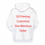 Totally blank 3D all over printed casual hoodie with custom logo