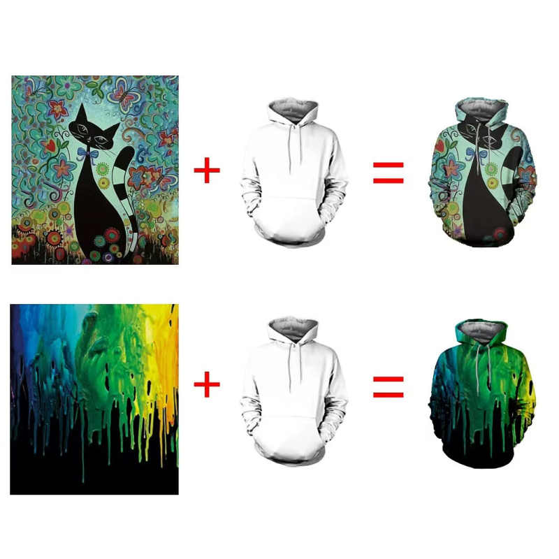 Totally blank 3D all over printed casual hoodie with custom logo
