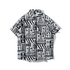 Summer Casual 3D Printed Coconut Tree Slim Fit Men's Lapel Shirt