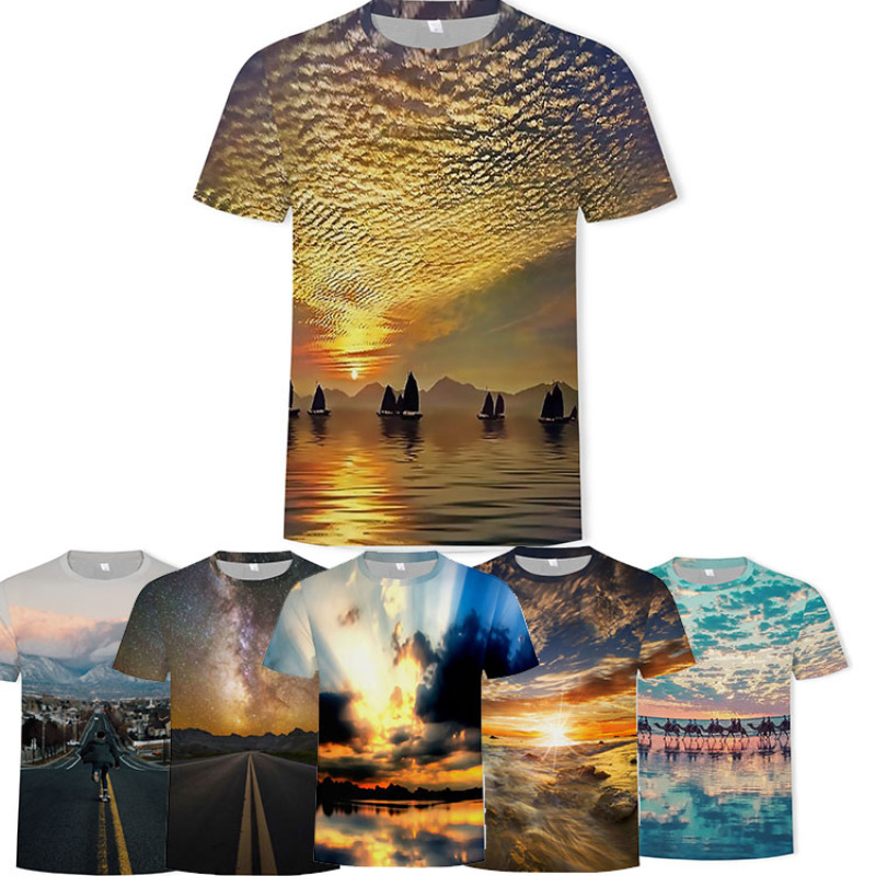 Fashionable and cool 3D digital full print men's large T-shirt