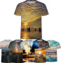 Fashionable and cool 3D digital full print men's large T-shirt