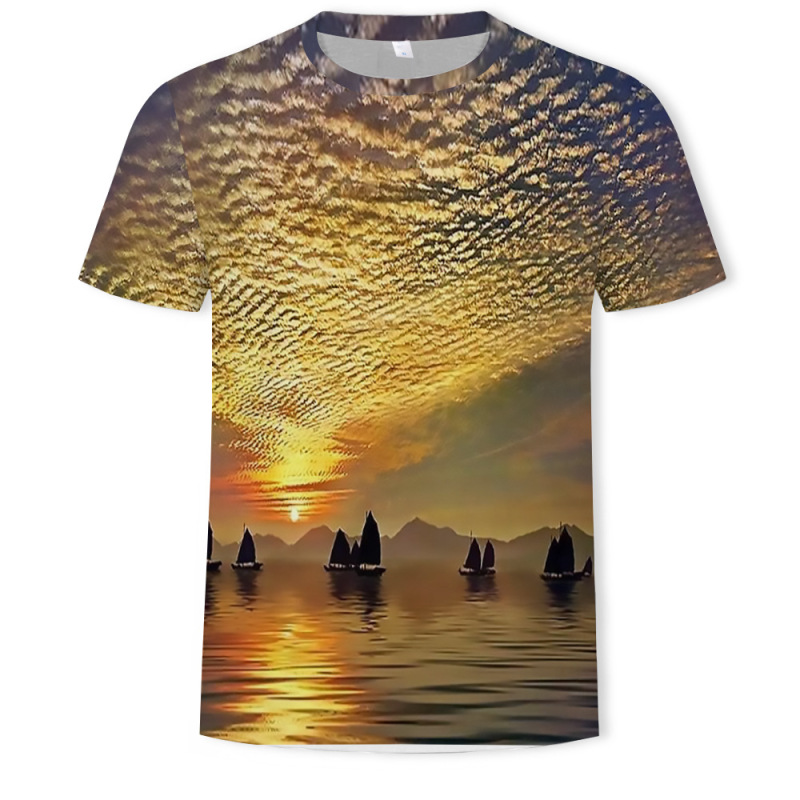 Fashionable and cool 3D digital full print men's large T-shirt